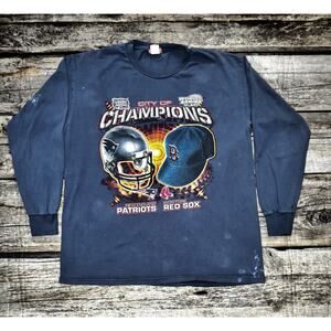 Vintage Boston Champions Shirt Size Large Patriots Red Sox 2004 Y2K